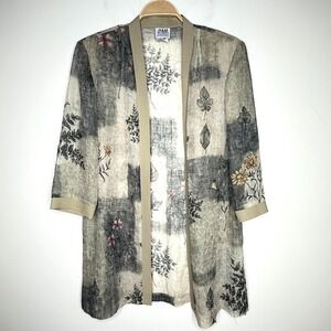R & M Richards Karen Kwong Sheer Duster Jacket Lagenlook Art To Wear Vtg Size 12